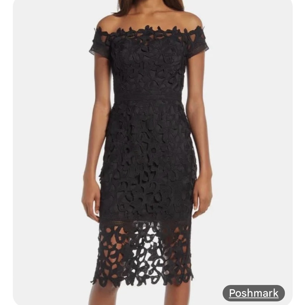 Chi Chi London Black Off-Shoulder Sheath Dress